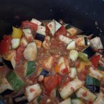Ratatouille-style vegetable stew cooked in a Tefal CY505E40, colourful fresh vegetables in a hearty stew.